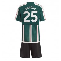 Billiga Manchester United Jadon Sancho #25 Barnkläder Borta fotbollskläder till baby 2023-24 Kortärmad (+ Korta byxor)
